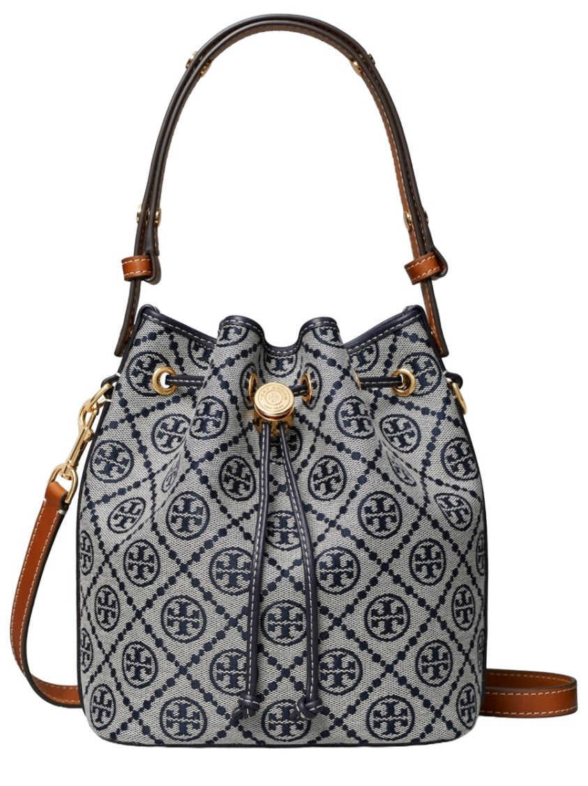 Tory Burch Bucket Bag With T-Monogram Design And Drawstring Closure