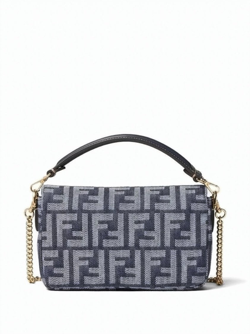 Fendi Blue Monogram Chain Strap Crossbody Bag