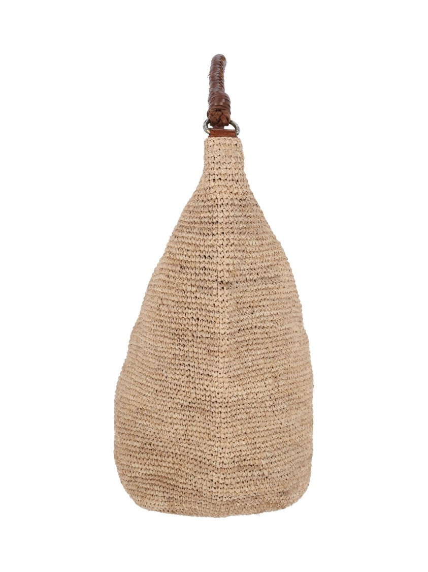 Ibeliv Beige Utopia Woven Raffia Shoulder Bag