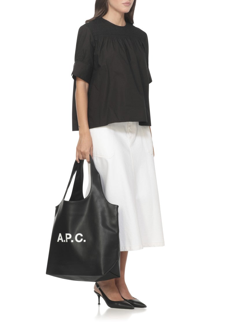 A.P.C. Smocked Bodice Cotton Blouse