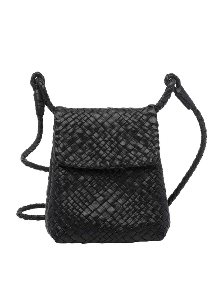 Ibeliv Black Romance Woven Leather Shoulder Bag