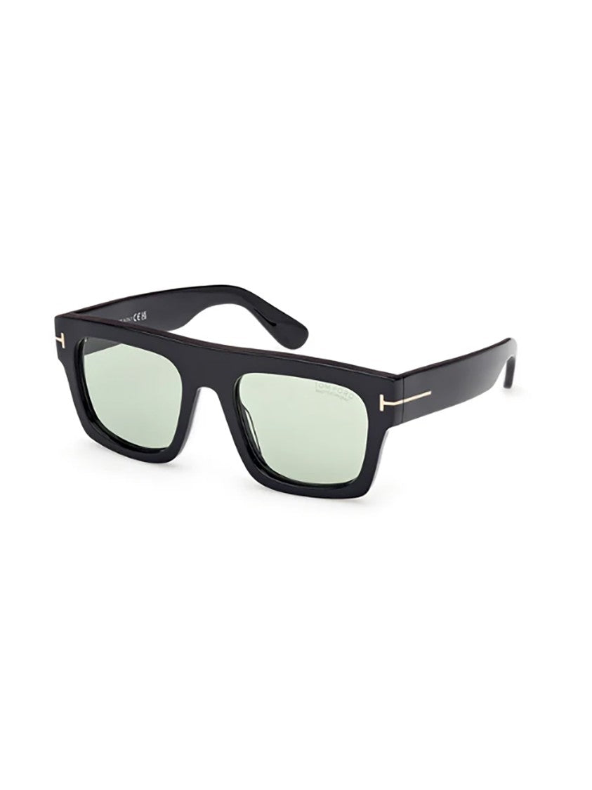 Tom Ford Bold Rectangular Black Acetate Sunglasses