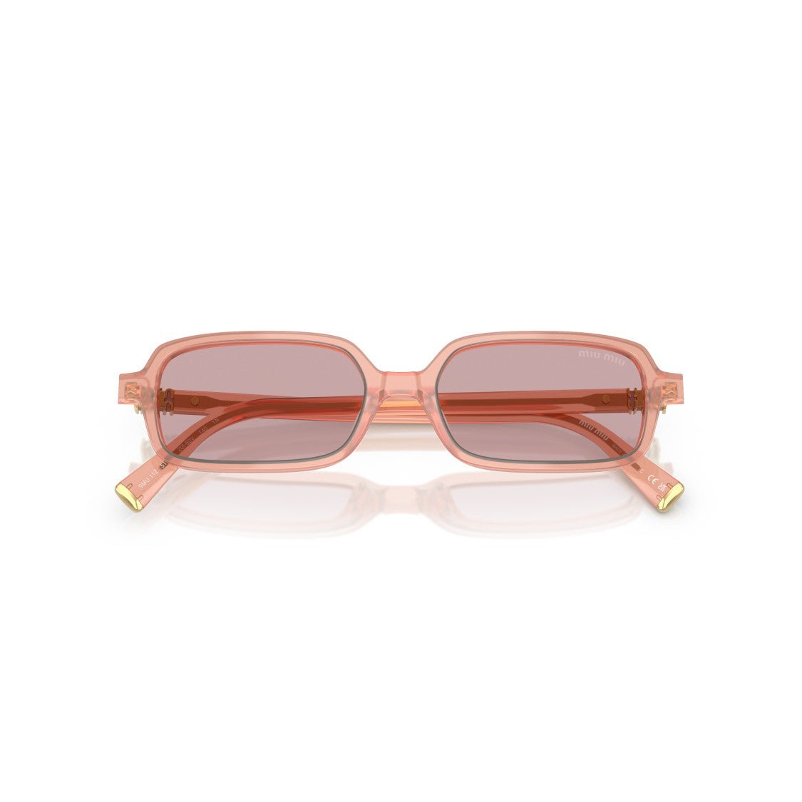 Miu Miu 0Mu 11Zs Translucent Peach Rectangular Sunglasses