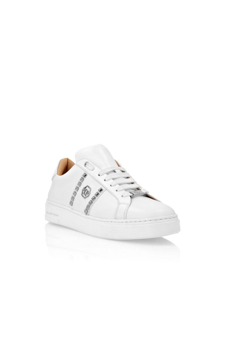 Philipp Plein Leather Sneakers With Stylish Embellishments