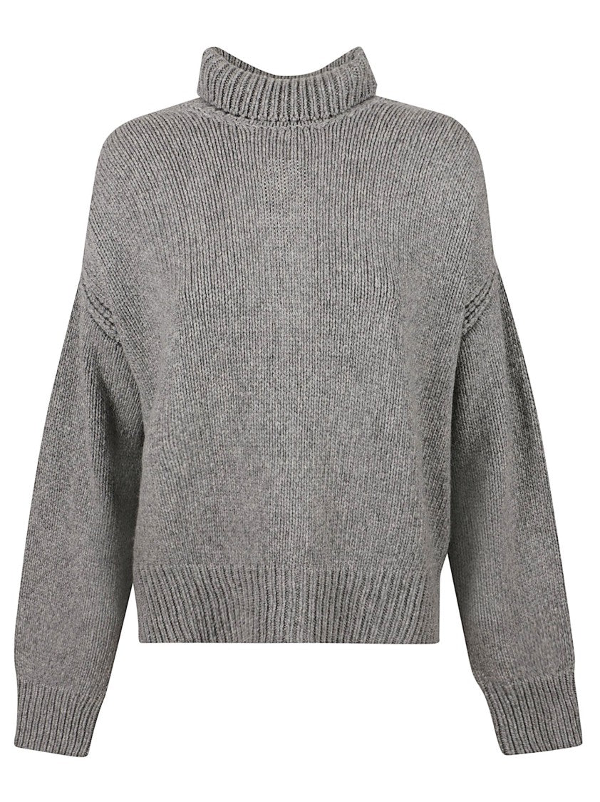Sa Su Phi Raglan High Neck Sweater With Back Slit Detail