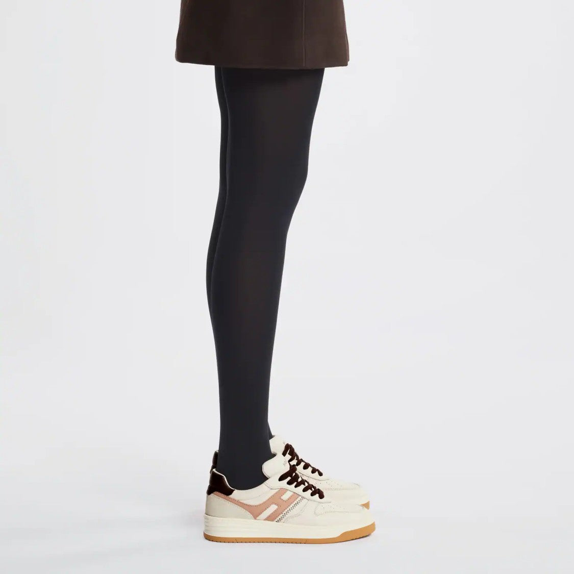 Hogan Ivory And Taupe Leather Sneakers