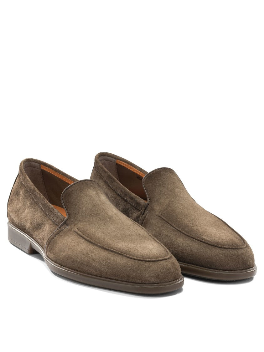 Santoni Brown Suede Moccasins