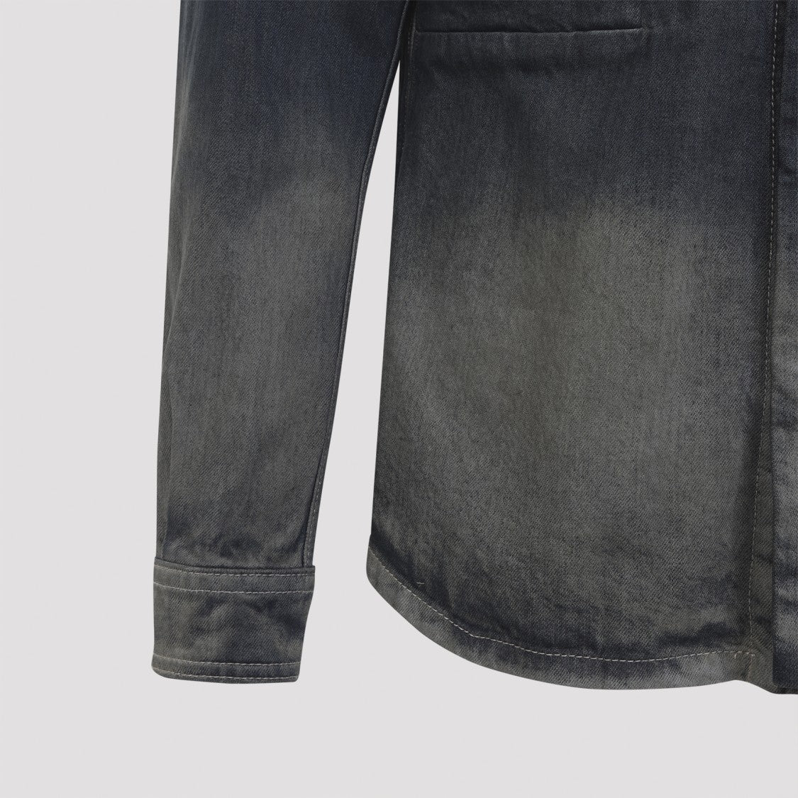 Rick Owens Gradient Effect Black Cotton Button-Down Shirt