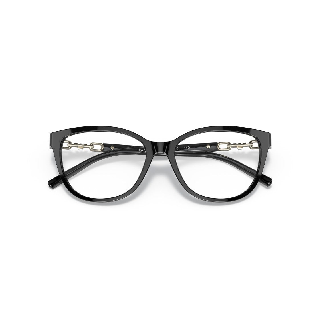 Emporio Armani 0Ea3190 Glossy Black Cat-Eye Sunglasses With Chain-Link Accents