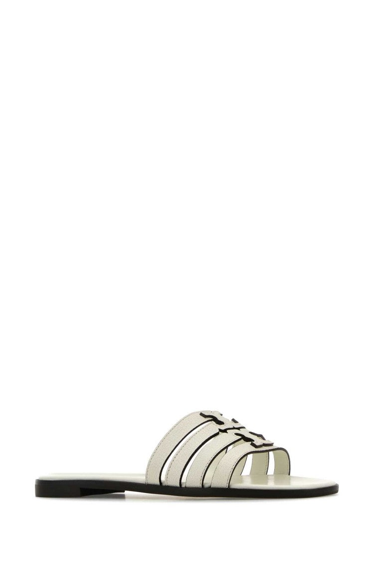 Tory Burch Ivory Leather Ines Slippers