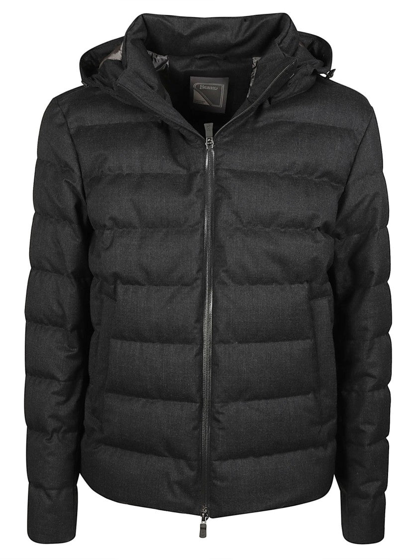 Herno Quilted Hooded Wool-Blend Down Jacket