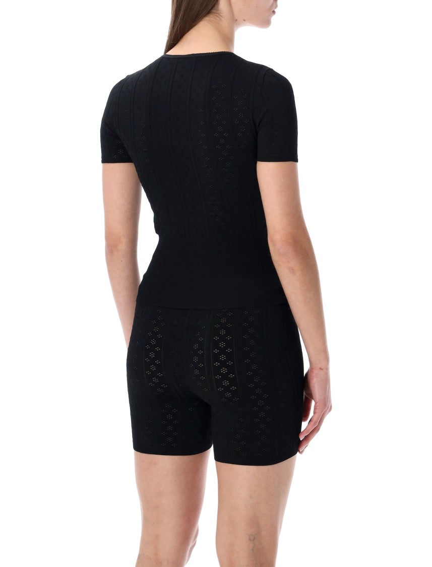 J. W. Anderson Pointelle Knit T-Shirt With Scalloped Neckline