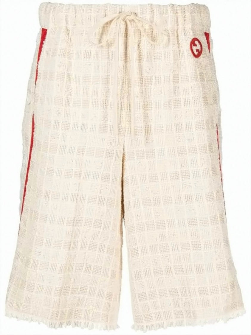 Gucci Textured Cotton-Blend Shorts With Frayed Hem