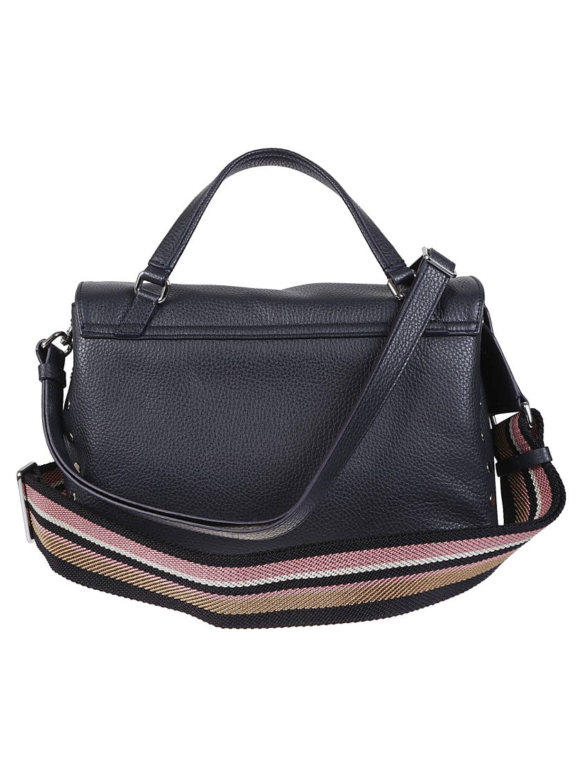 Zanellato Structured Leather Shoulder Bag With Woven Strap Detail