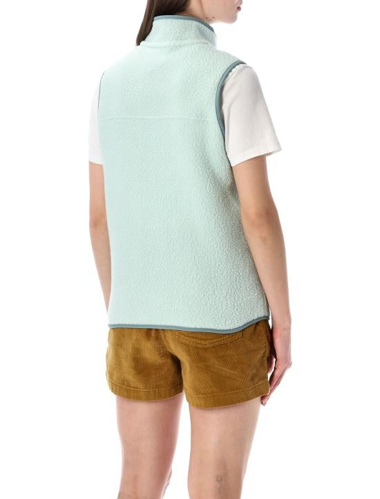 Patagonia Textured Fleece Vest With High Collar And Zipper Closure