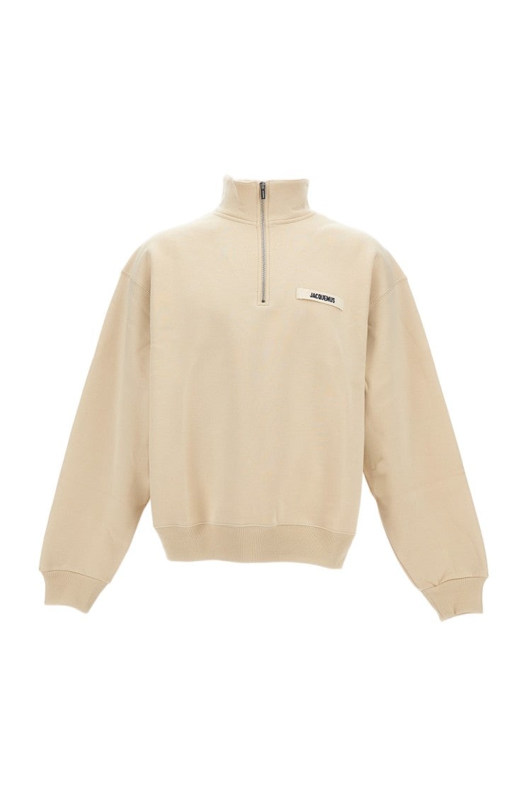 Jacquemus High Neck Gros Grain Sweatshirt With Metal Zip And Logo