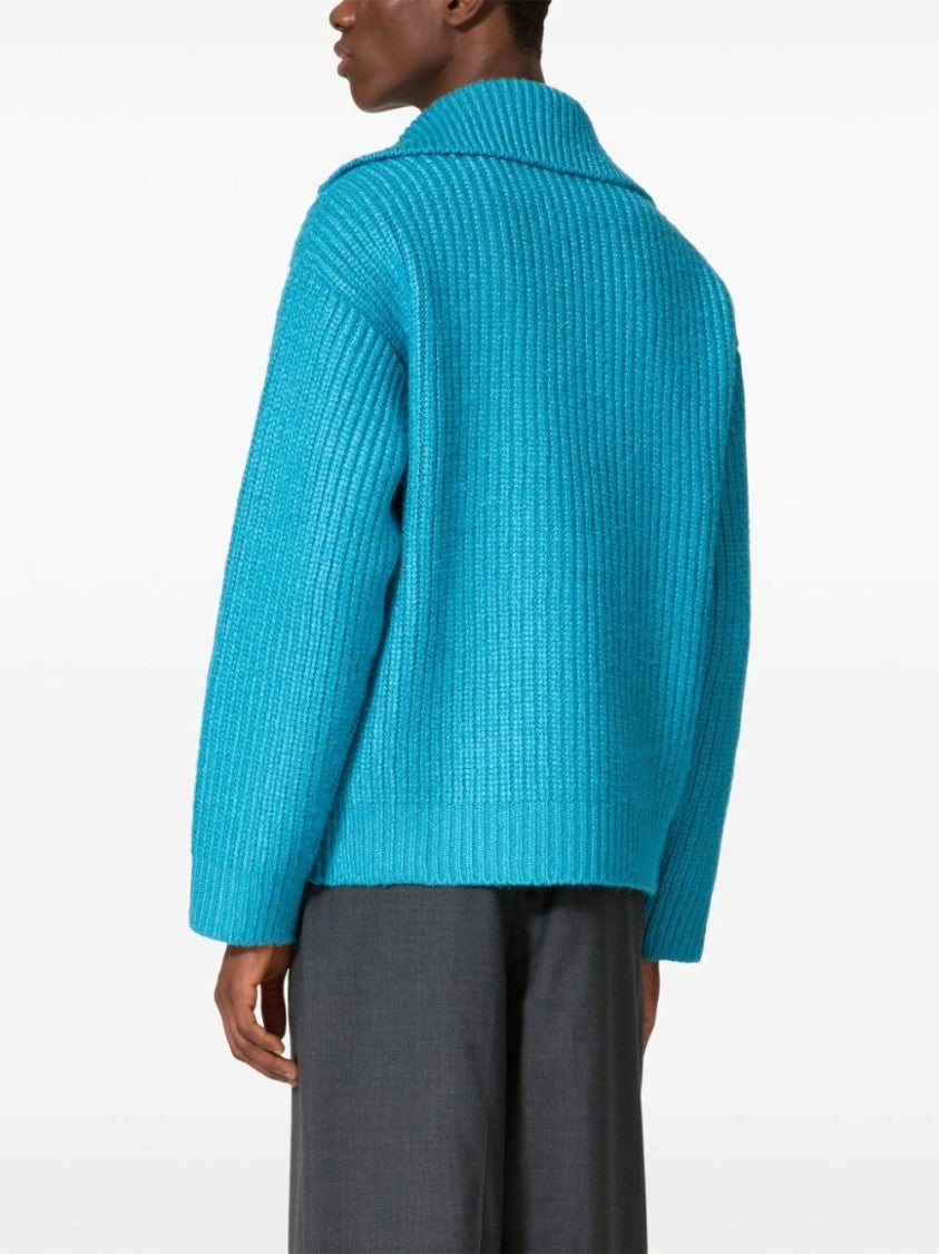 Valentino Deep V-Neck Silk Sweater
