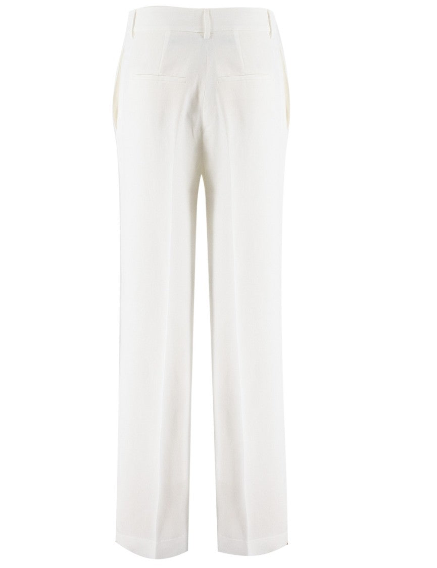 Antonelli High-Waist White Trousers With Wide Silhouette