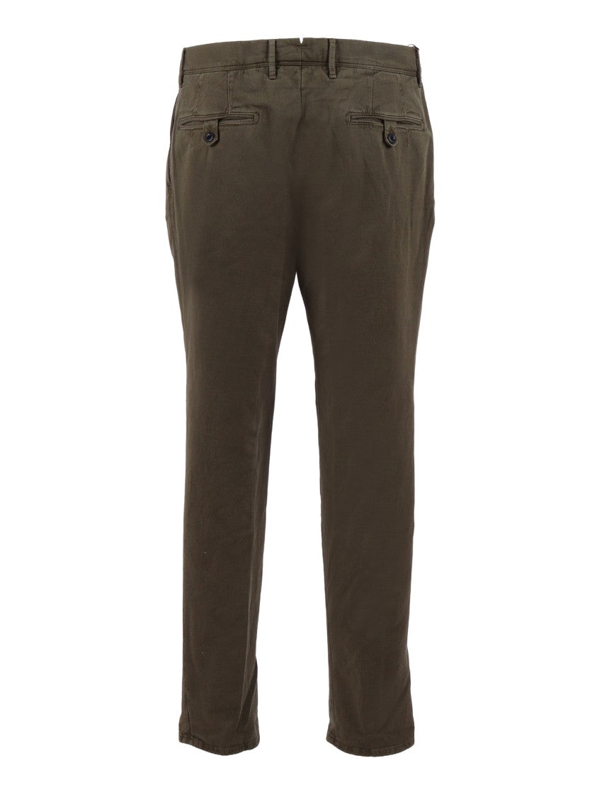 Incotex Tailored Brown Front Pleat Straight-Leg Pants