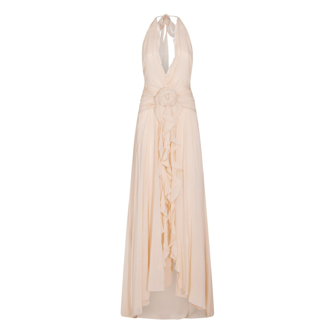 Blumarine Maxi Amber Viscose Dress With Draping