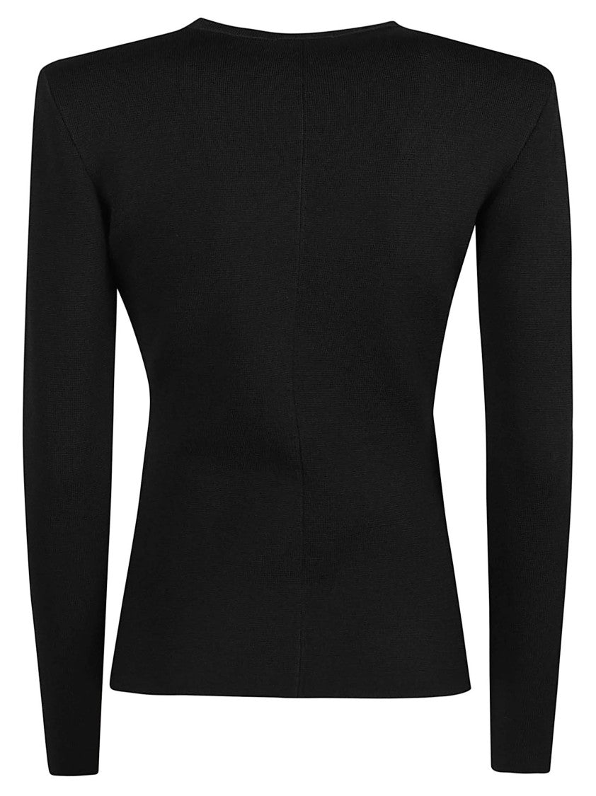 Elisabetta Franchi Fitted Long Sleeve Sweater With Metallic Zip Details