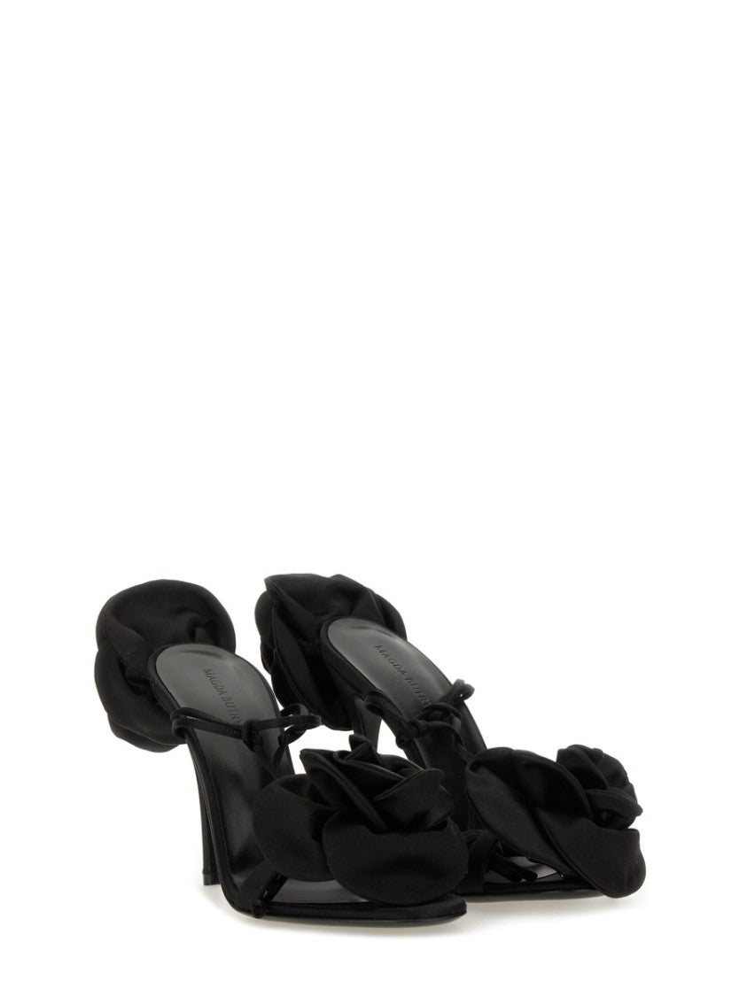 Magda Butrym Floral-Embellished Satin Sandals