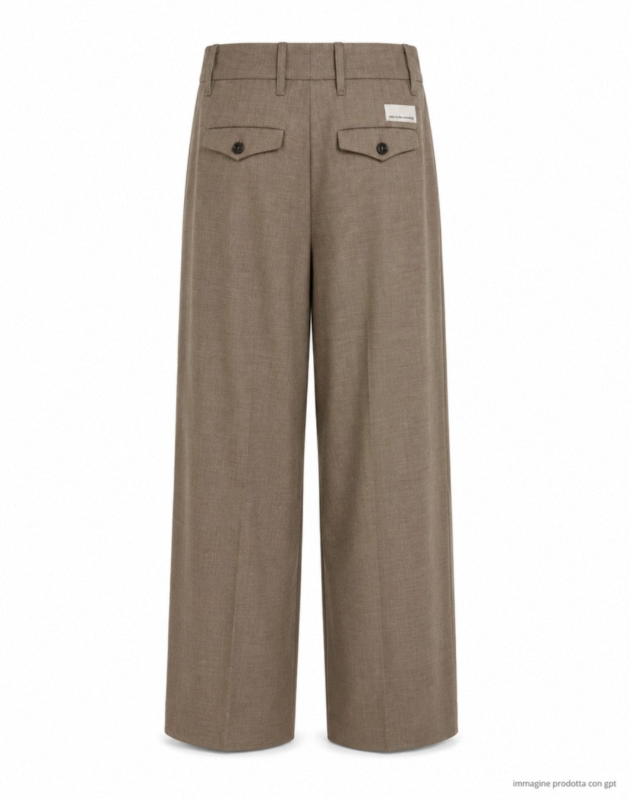 Nine In The Morning Orzo Petra High-Waisted Pleated Wool Wide-Leg Pants