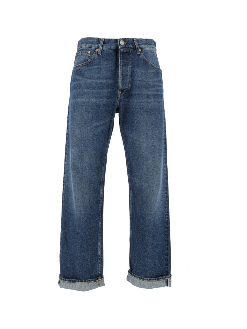 Tela Genova Rodolfo Straight-Leg Selvage Blue Denim Jeans