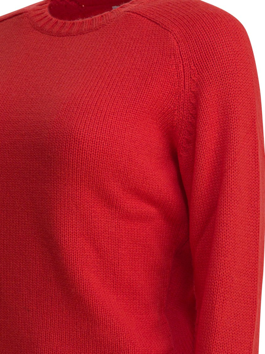 Ines De La Fressange Classic Red Knitwear With Ribbed Details