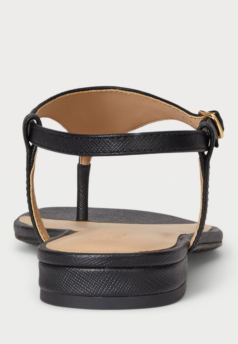 Lauren Ralph Lauren Black Everley 2 Flat Leather Sandals