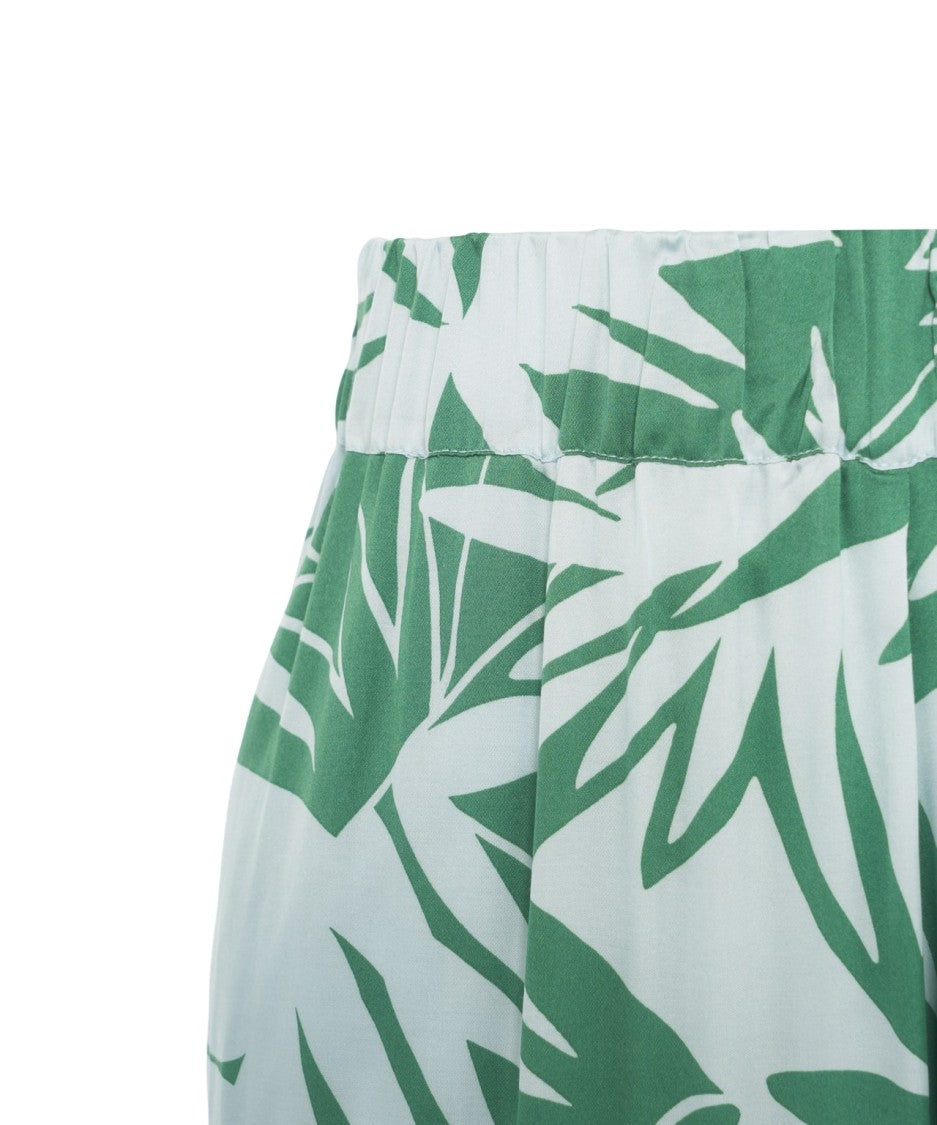 Liu Jo Green Satin Pants With Pleats