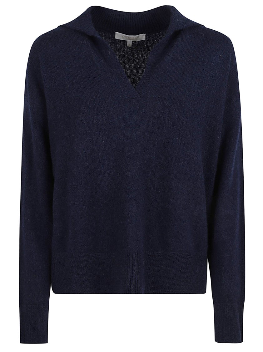 Antonelli Lightweight Long-Sleeved V-Neck Top With Ribbed Cuffs