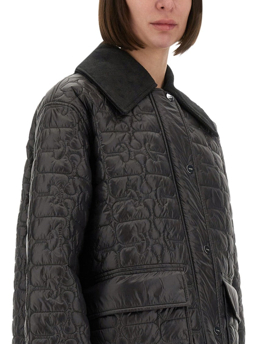 Ganni Quilted Midi Jacket With Textured Surface