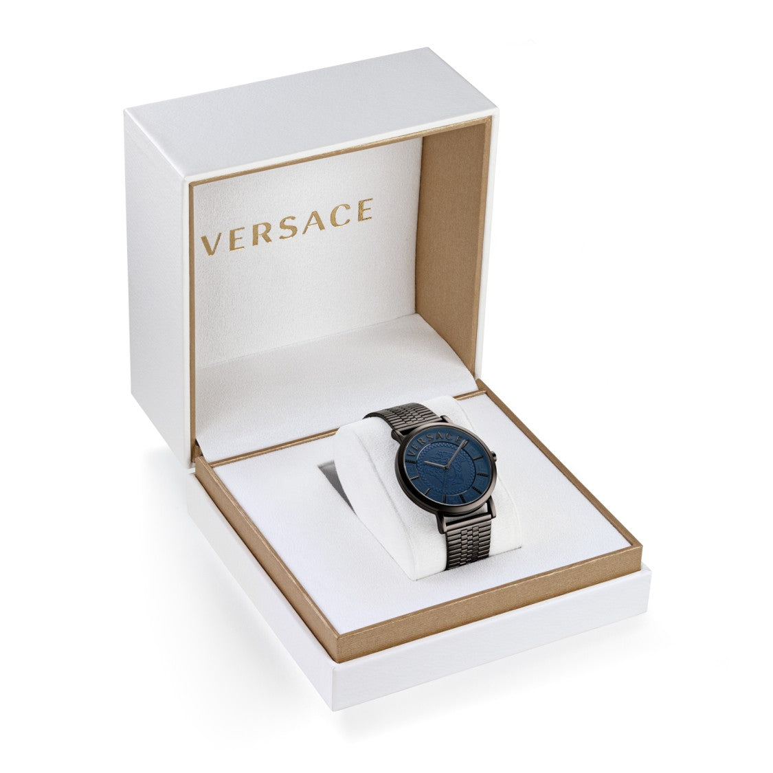 Versace Swiss-Made Quartz Versace V-Essential Watch With Blue Dial