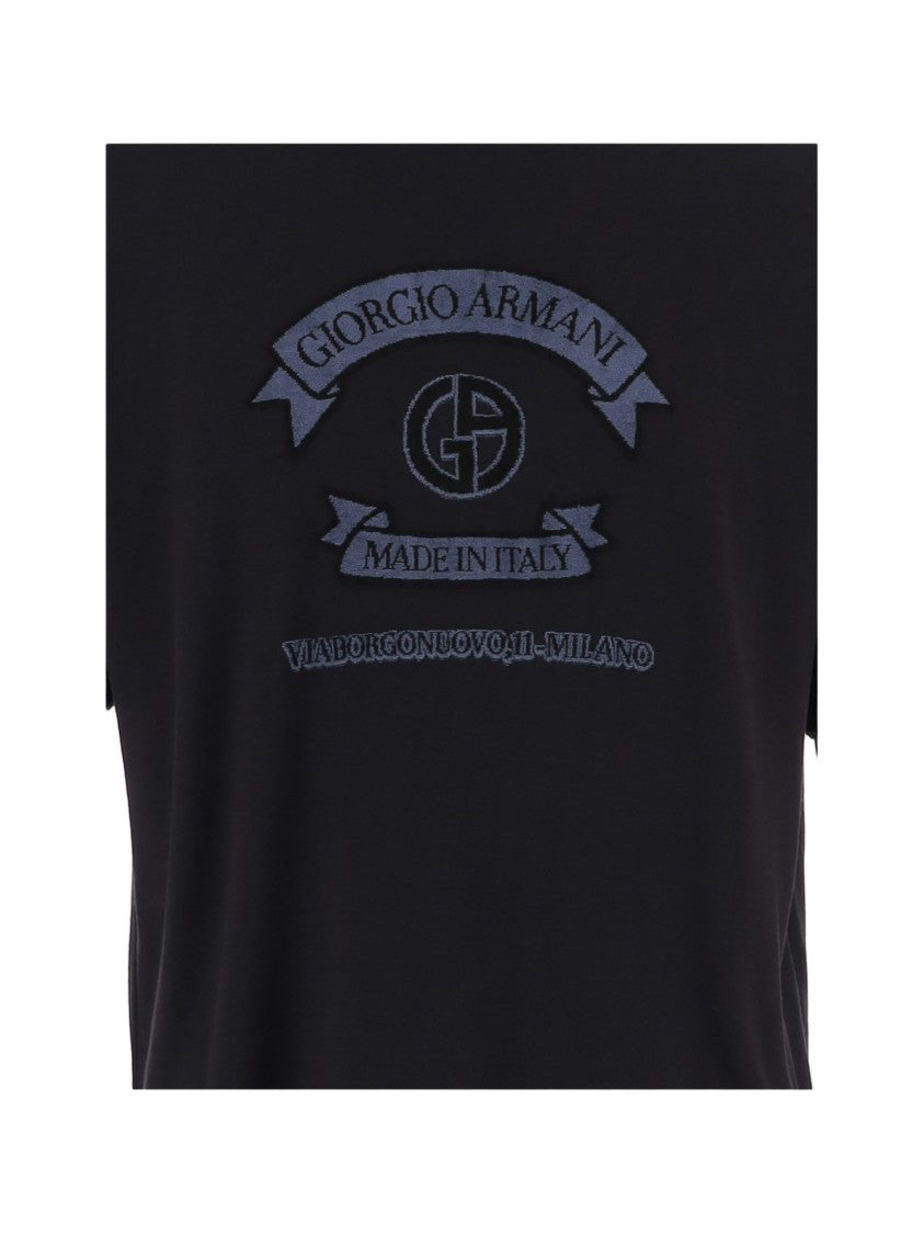Giorgio Armani Navy Viscose T-Shirt