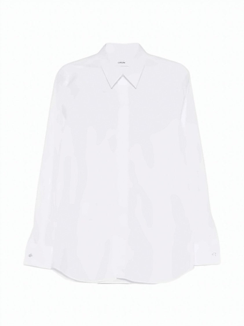 Lardini Long-Sleeve White Shirt With Pointed Collar