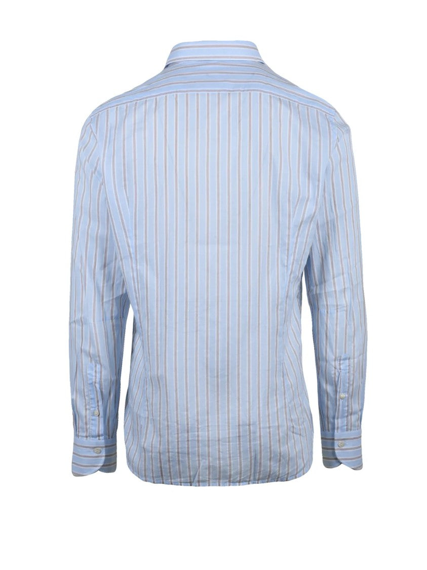 Tintoria Mattei 954 Powder Pink/Black Two-Tone Cotton Shirt