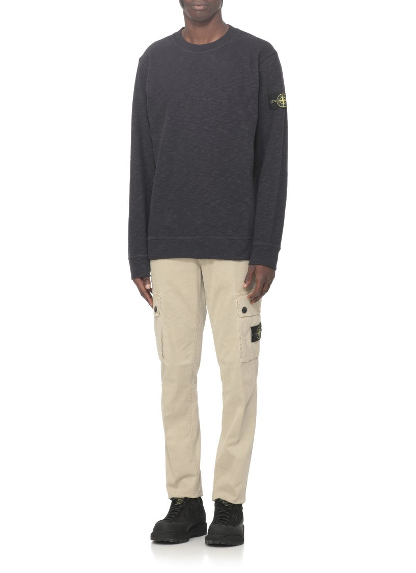 Stone Island Deep Blue Cotton Sweatshirt