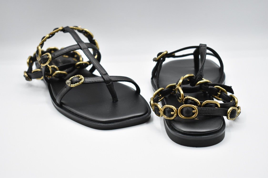 Kurt Geiger Black Lace-Up Flat Shoes With Chain Detail