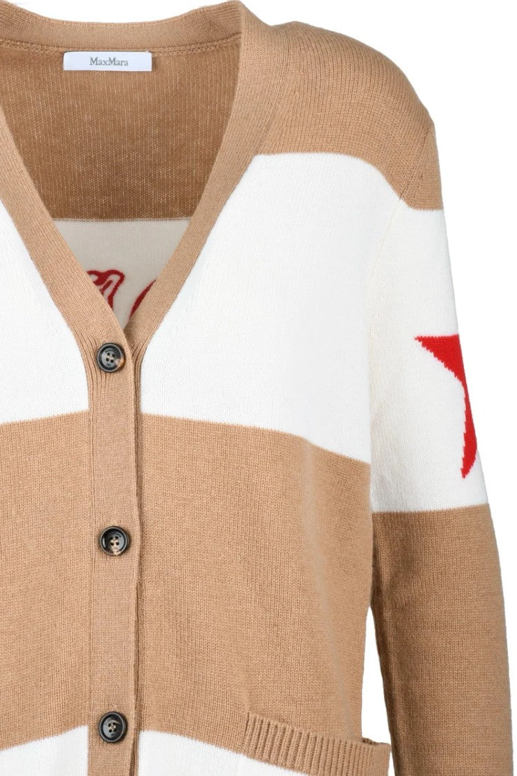 Max Mara Long Cardigan Wool/Cashmere - Beige/White