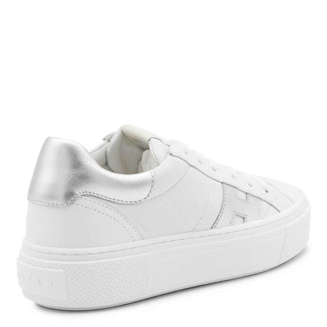 Hogan White Leather Sneakers With Silver Accents