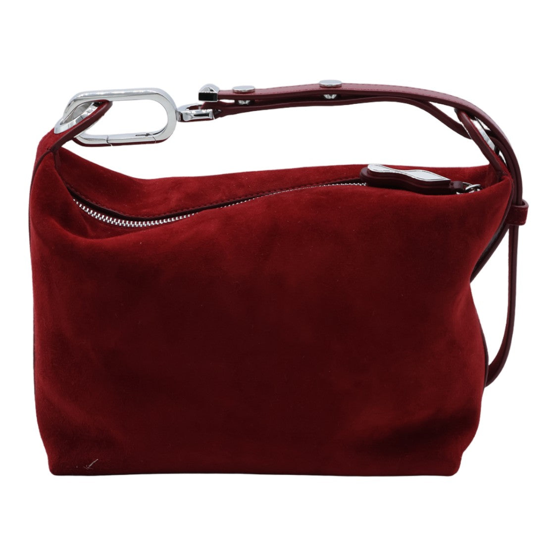 Christian Louboutin Burgundy Suede Silver-Hardware Handbag