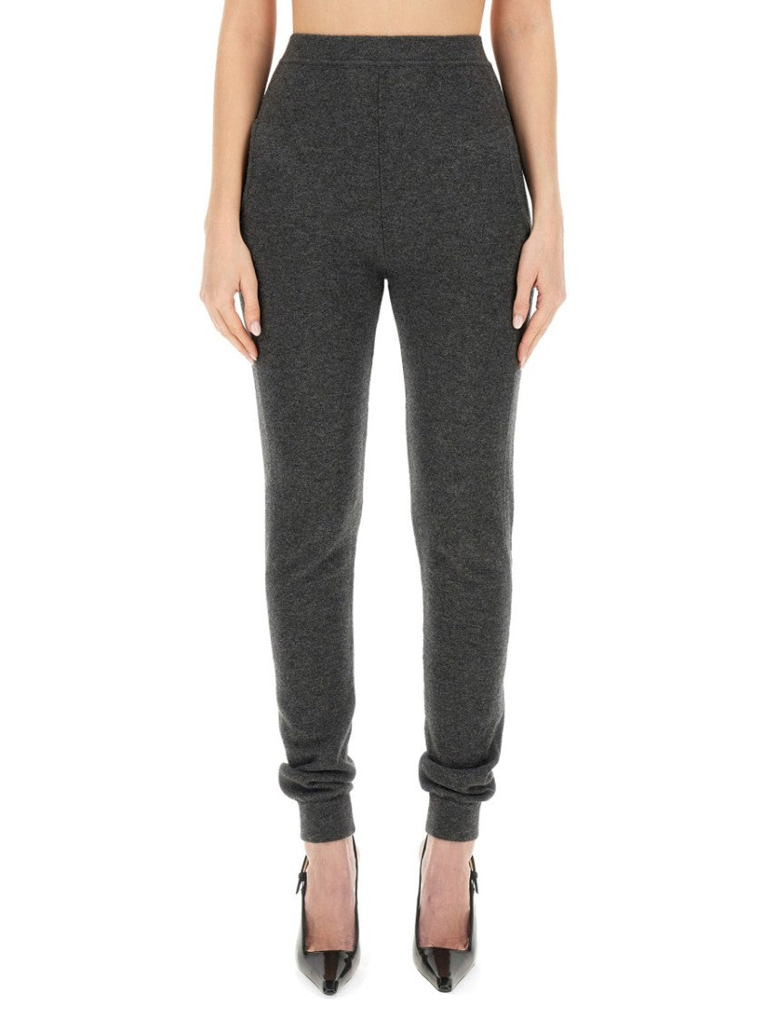 Saint Laurent High-Rise Tapered Leggings In Cashmere Blend