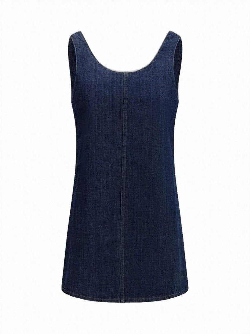Ami Paris Sleeveless Dark Denim Mini Dress