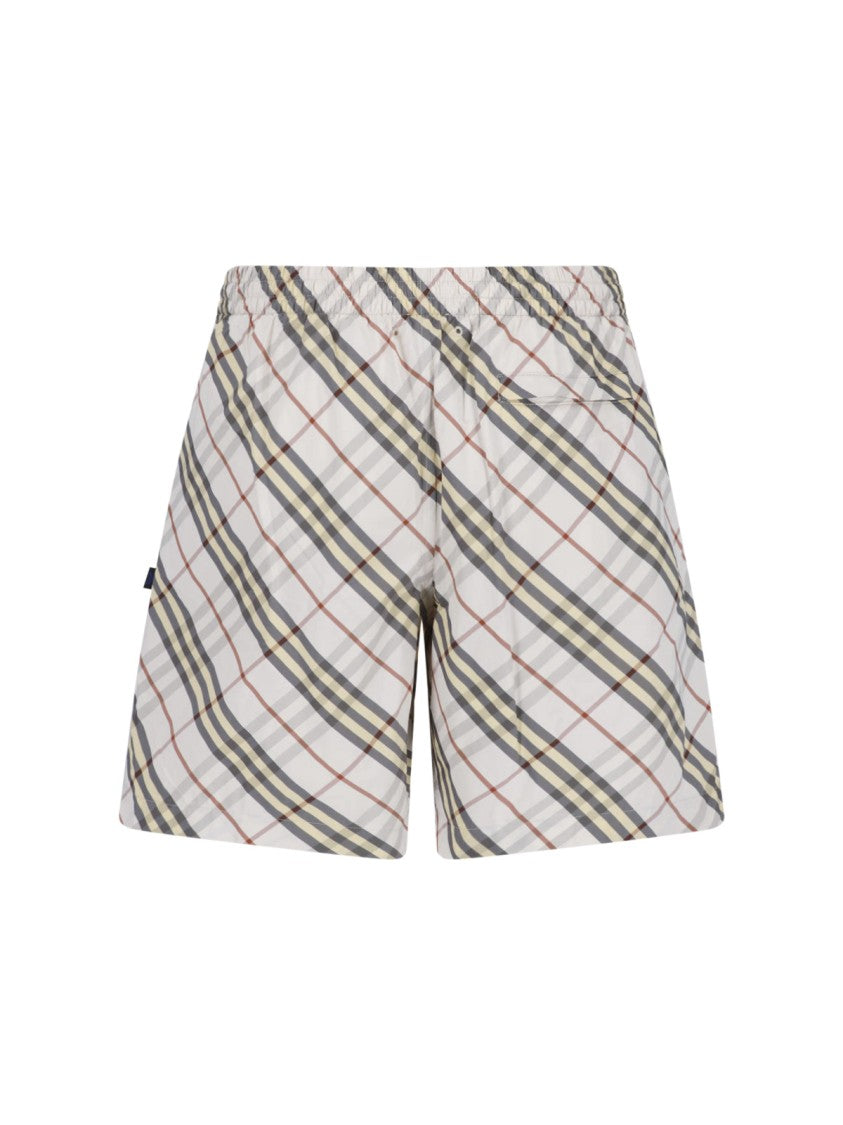 Burberry Beige Check Relaxed Drawstring Shorts