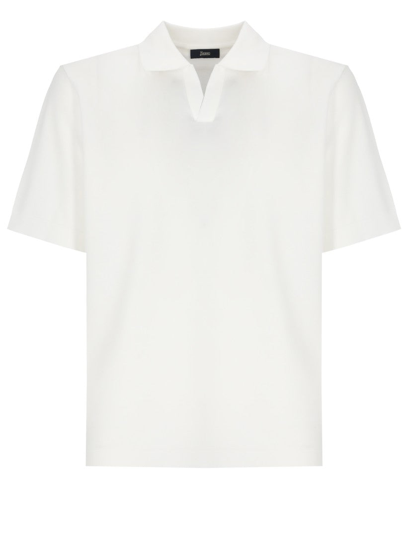 Herno White Crewneck Cotton Polo Shirt