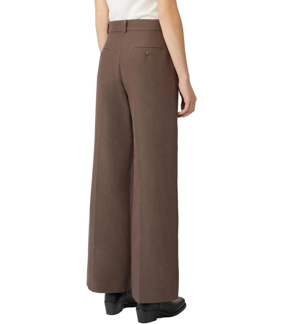Max Mara Wide-Leg Chocolate Brown Trousers With Clean Lines