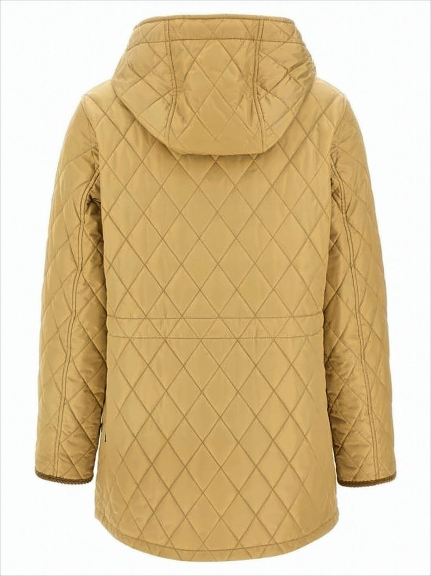 Burberry Diamond-Patterned Quilted Jacket With Checkered Hood