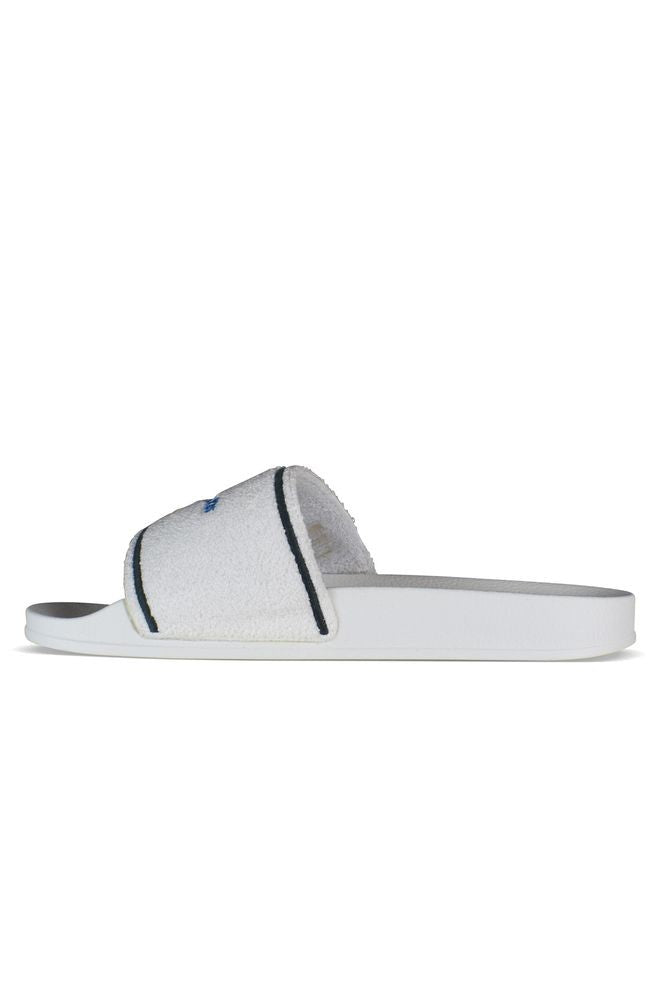 Off-White White Towel Material Slides With Striped Detailing