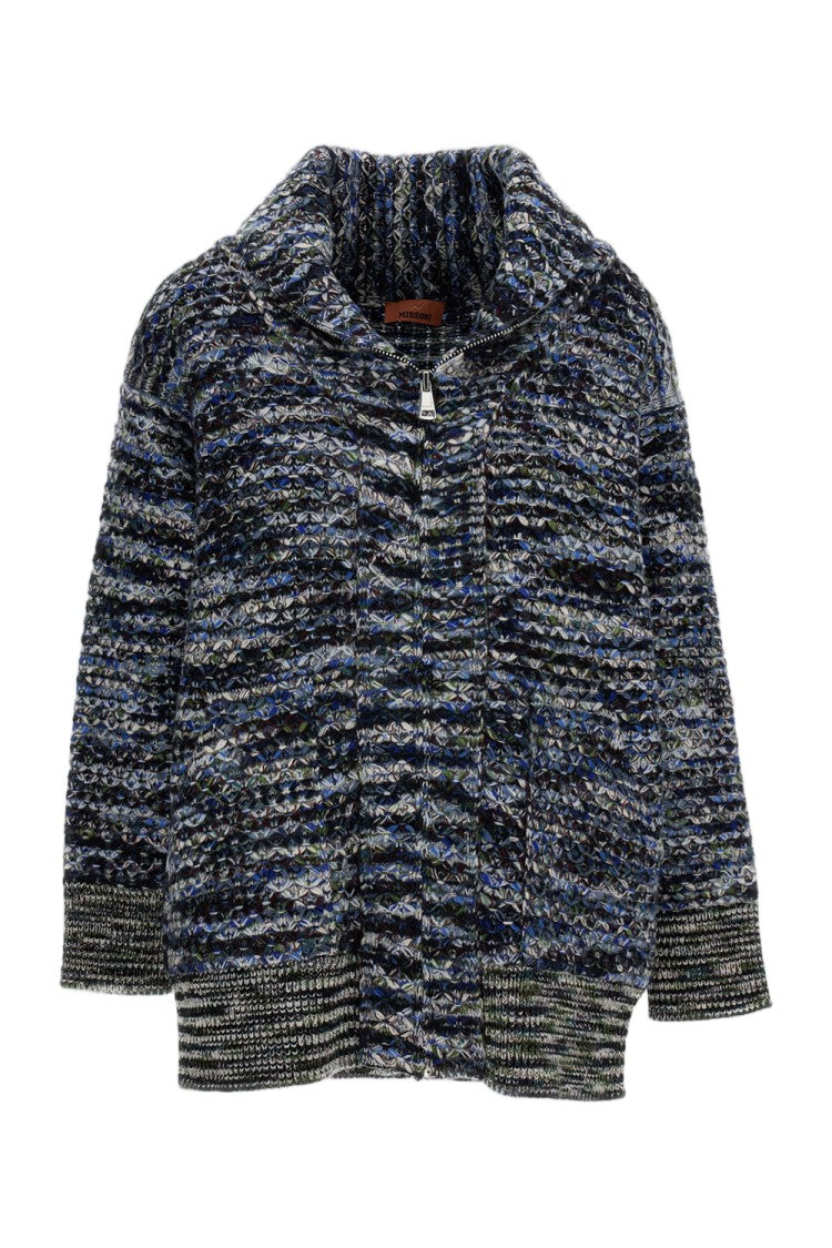 Missoni Multicolor 3D Textured Full-Zip Wool-Blend Cardigan